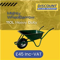 110L Heavy Duty Green Galvanised Wheelbarrow with puncture proof tyre – strong, rust-resistant and built to last. Perfect for gardens, builders and landscaping across Kent.